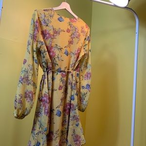 All In Favor Floral Mini Long Sleeve Dress